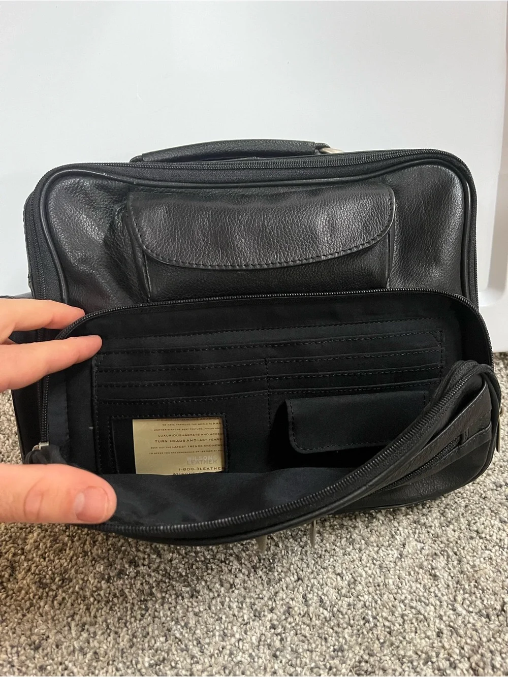 Vintage Wilsons Leather Organizer Bag Crossbody Travel Town Commuter Black Y2K